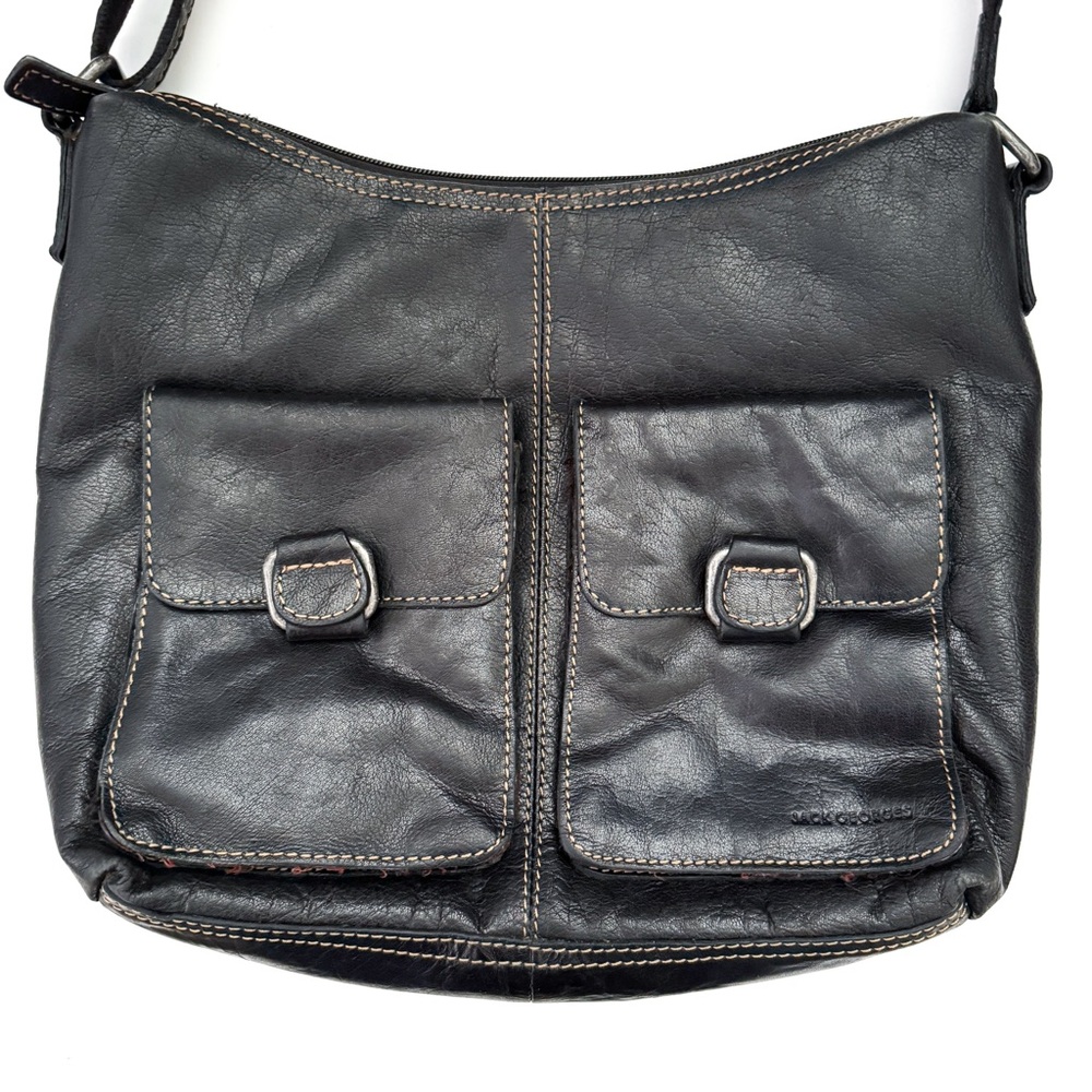 Jack Georges Black Leather Shoulder Bag - Picture 2 of 8